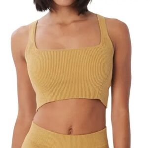 LITA by Ciara Ribbed Organic Cotton Crop Tank in Iced Coffee at Nordstrom S